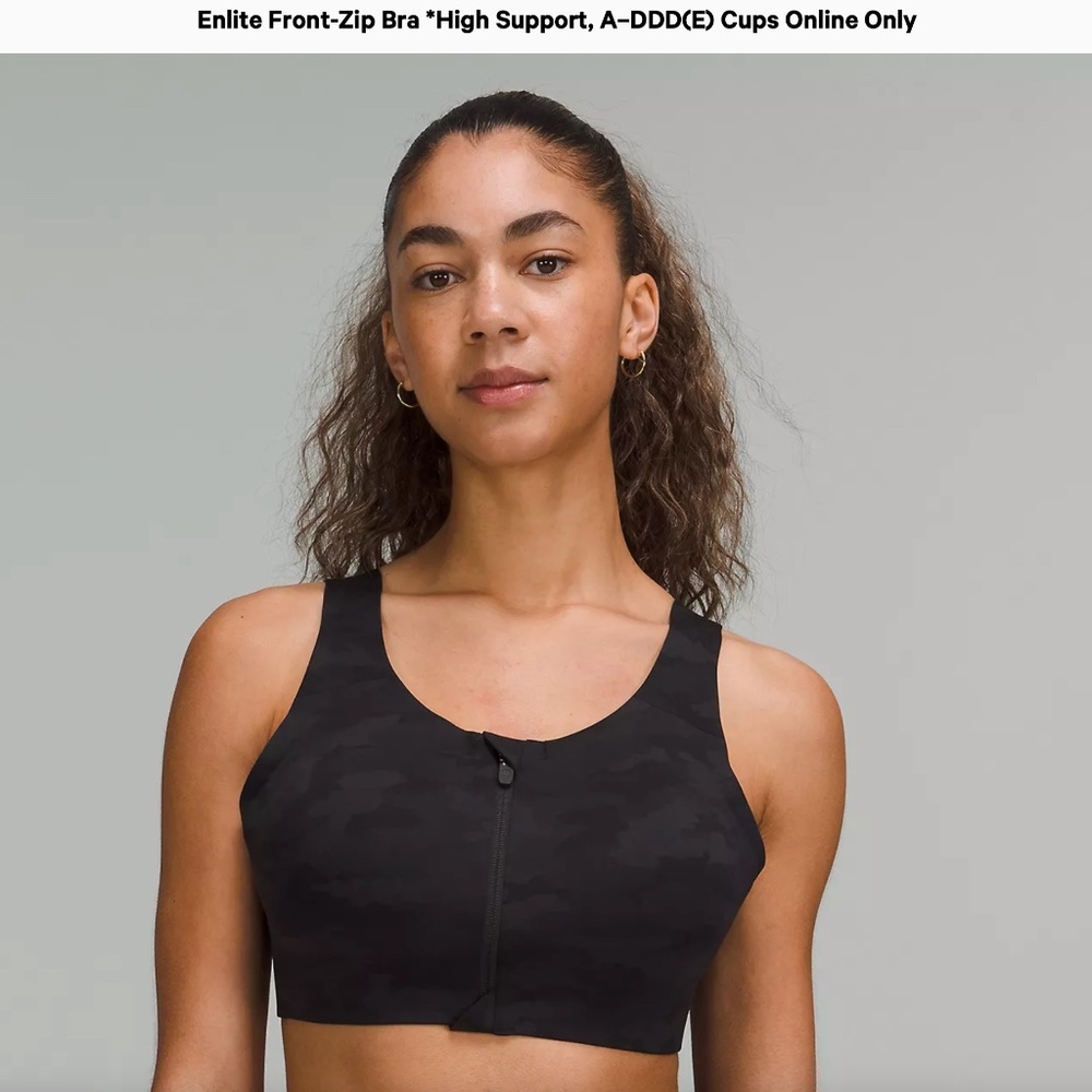 Lululemon ENLITE Front Zip Deep Camo Multi 32E Sports Bra